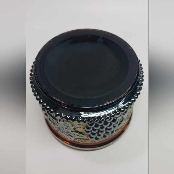 Antique Northwood Amethyst Purple Grape & Cable Carnival Glass Powder Jar 1910s - Picture 4 of 6